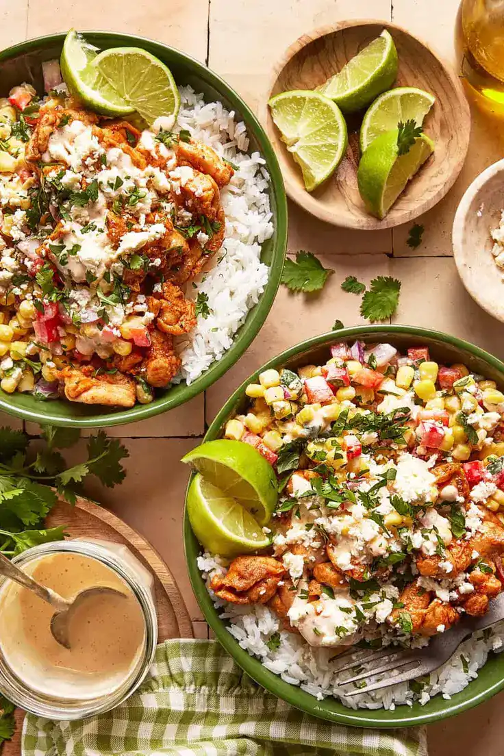 Street Corn Chicken Power Bowls Recipe by Kale Junkie