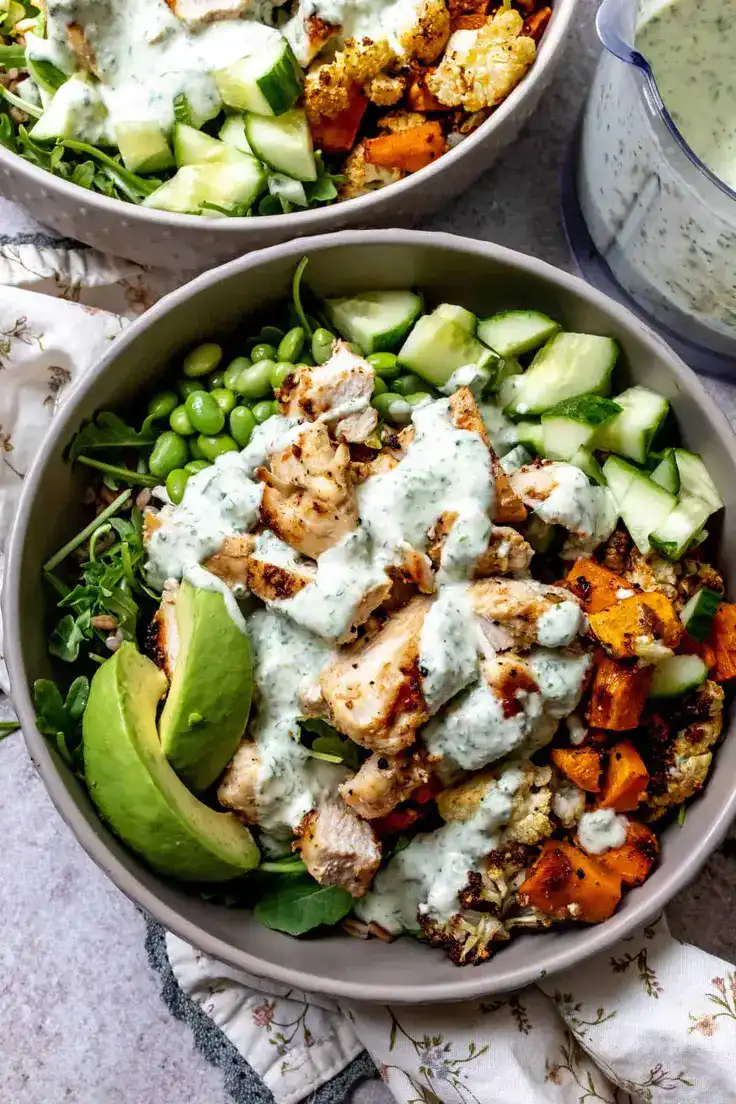 Lemon Garlic Chicken Power Bowls Recipe by Sailor Bailey
