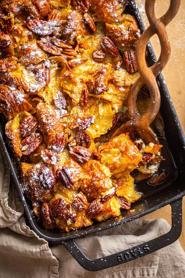 Maple Pecan Croissant French Toast Bake Recipe by Butter Be Ready