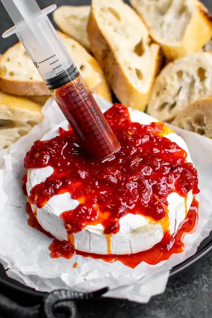 Halloween Bloody Baked Brie Recipe by Carolyn’s Cooking

