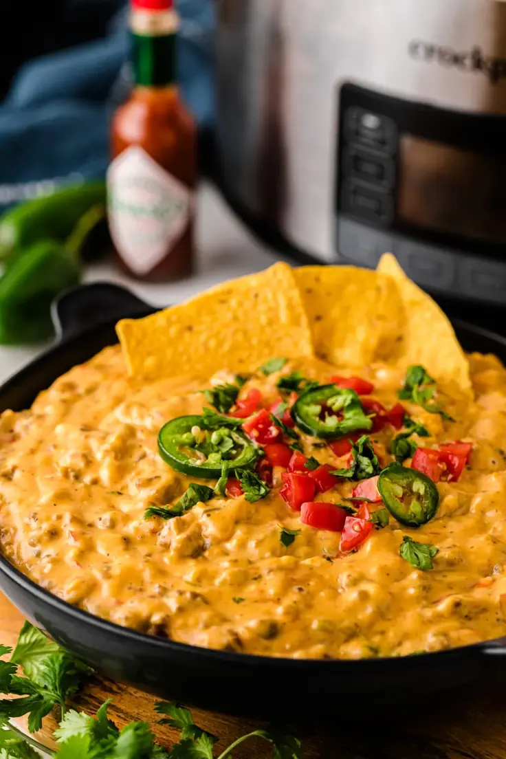Slow Cooker Beef Queso Dip Recipe by A Southern Soul

