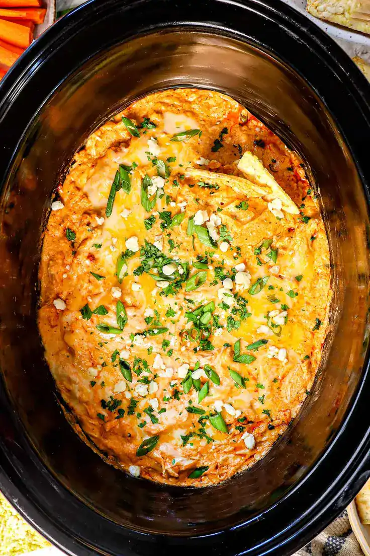 Crockpot Buffalo Chicken Dip Recipe by Carlsbad Cravings
