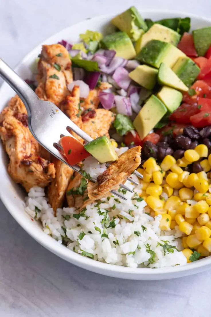 Chicken Burrito Protein Bowl Recipe by Feel Good Foodie
