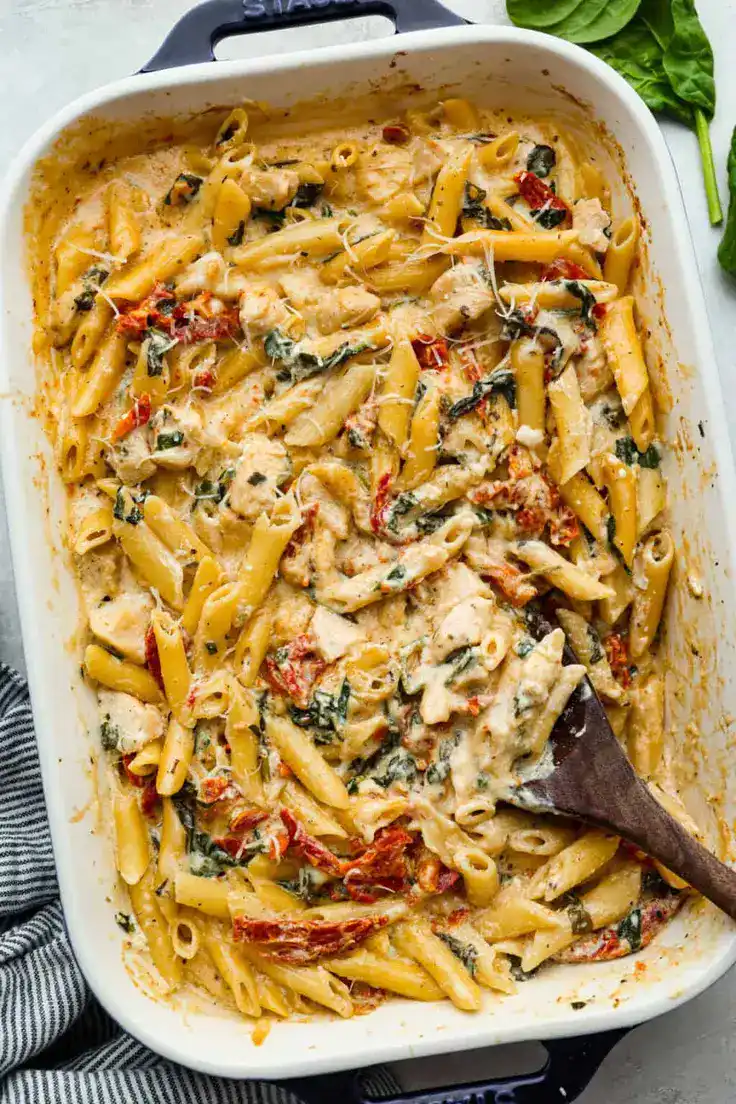 Tuscan Chicken Pasta Bake Recipe by The Recipe Critic
