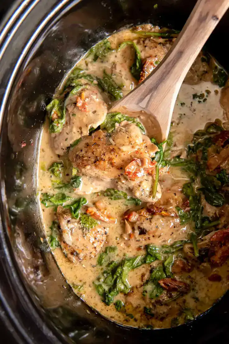  Tuscan Slow Cooker Chicken Thighs Recipe by Kristine’s Kitchen Blog
