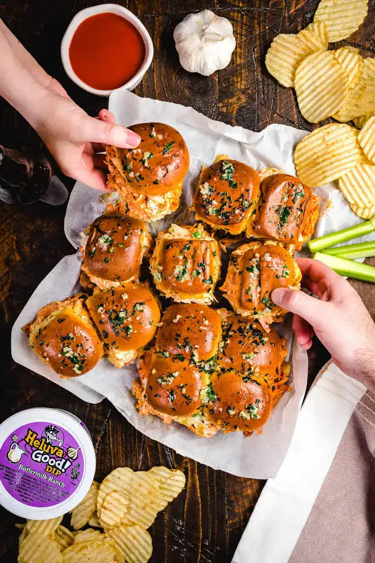 Easy Buffalo Chicken Sliders Recipe by Host the Toast
