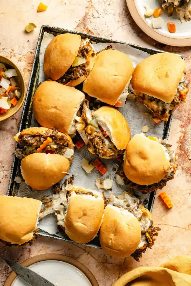 Slow Cooker Italian Shredded Beef Sliders Recipe by The Defined Dish
