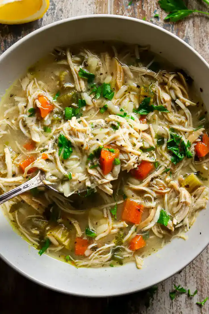 Crockpot Lemon Chicken Orzo Soup Recipe by All Nutritious