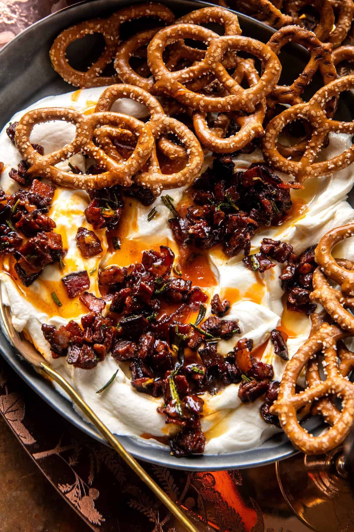 Whipped Goat Cheese Candied Bacon Dip Recipe by Half Baked Harvest