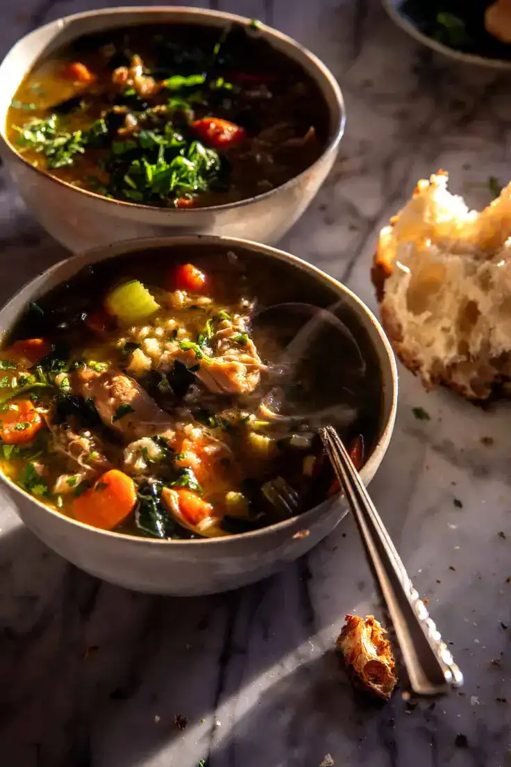 Crockpot Hearty Chicken and Rice Soup Recipe by Half Baked Harvest
