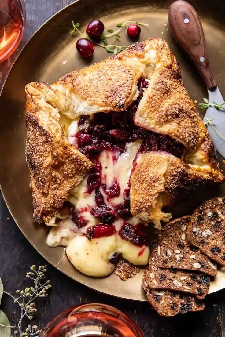 Pastry Wrapped Cranberry Baked Brie Recipe by Half Baked Harvest