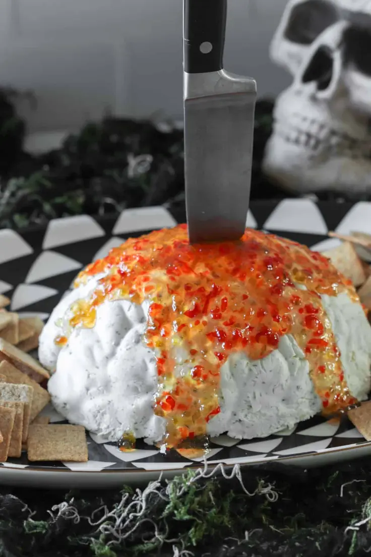 Halloween Brain Dip Appetizer (Using Brain Mold) Recipe by Aleka’s Get Together