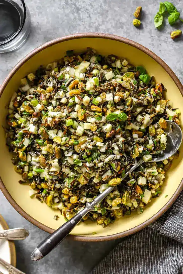 Wild Rice Salad with Raisins & Pistachios Recipe by Zestful Kitchen

