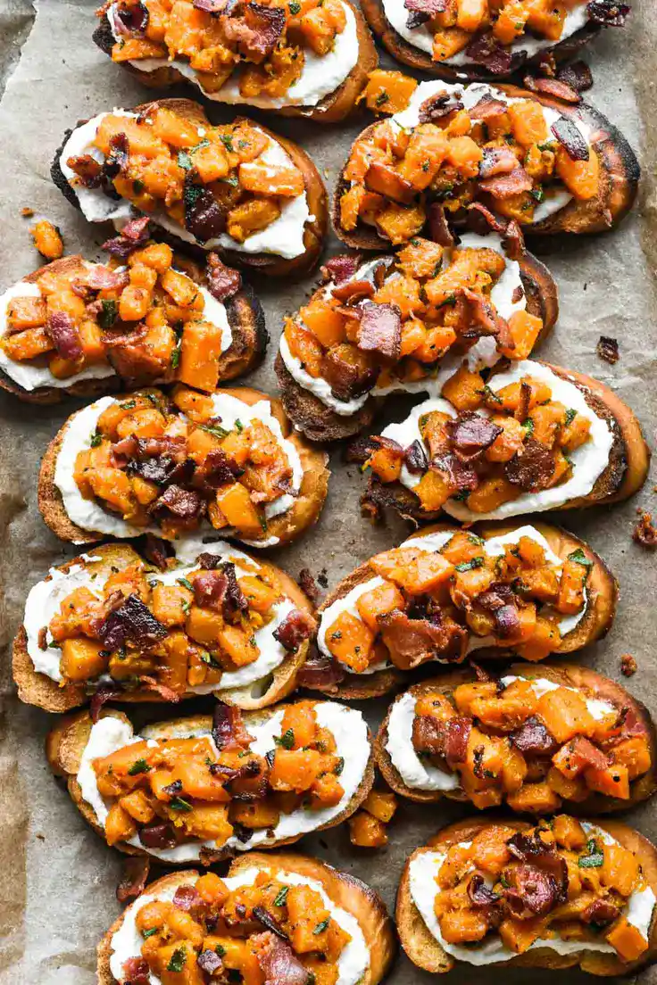 Butternut Squash and Bacon Crostini Recipe by Cozy Cravings