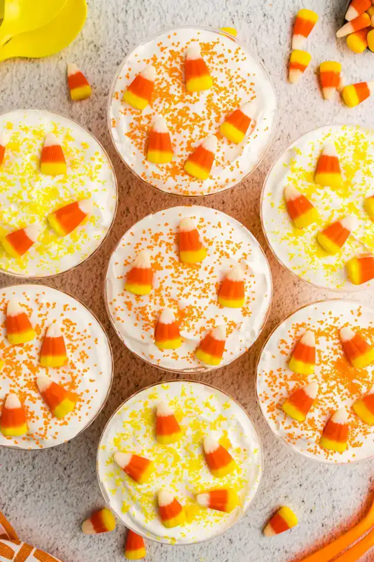 Candy Corn Pudding Cups Recipe by Homemade Hooplah