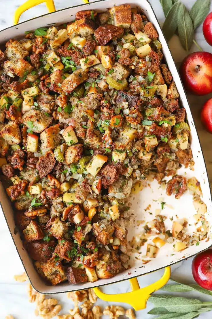 Apple Walnut Sausage Stuffing Recipe by Damn Delicious
