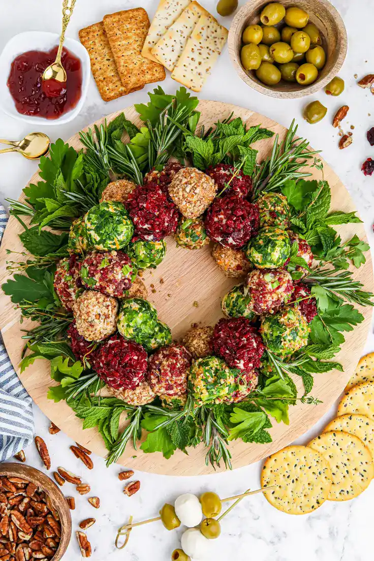 Mini Cheeseball Wreath Recipe by Wonky Wonderful