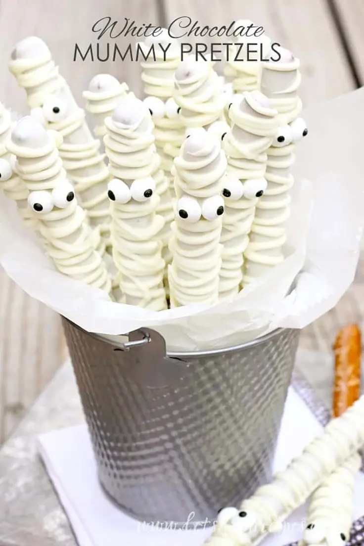 White Chocolate Mummy Pretzels Recipe by Let’s Dish Recipes