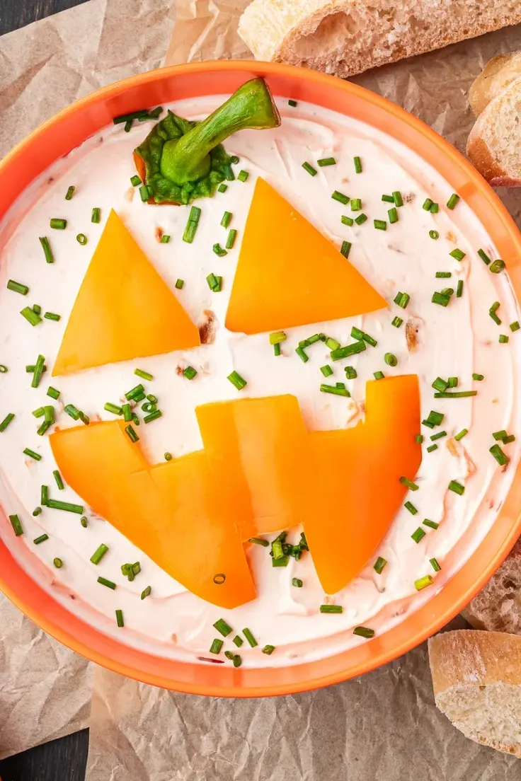 Jack-O’-Lantern Onion Dip Recipe by Fork to Spoon