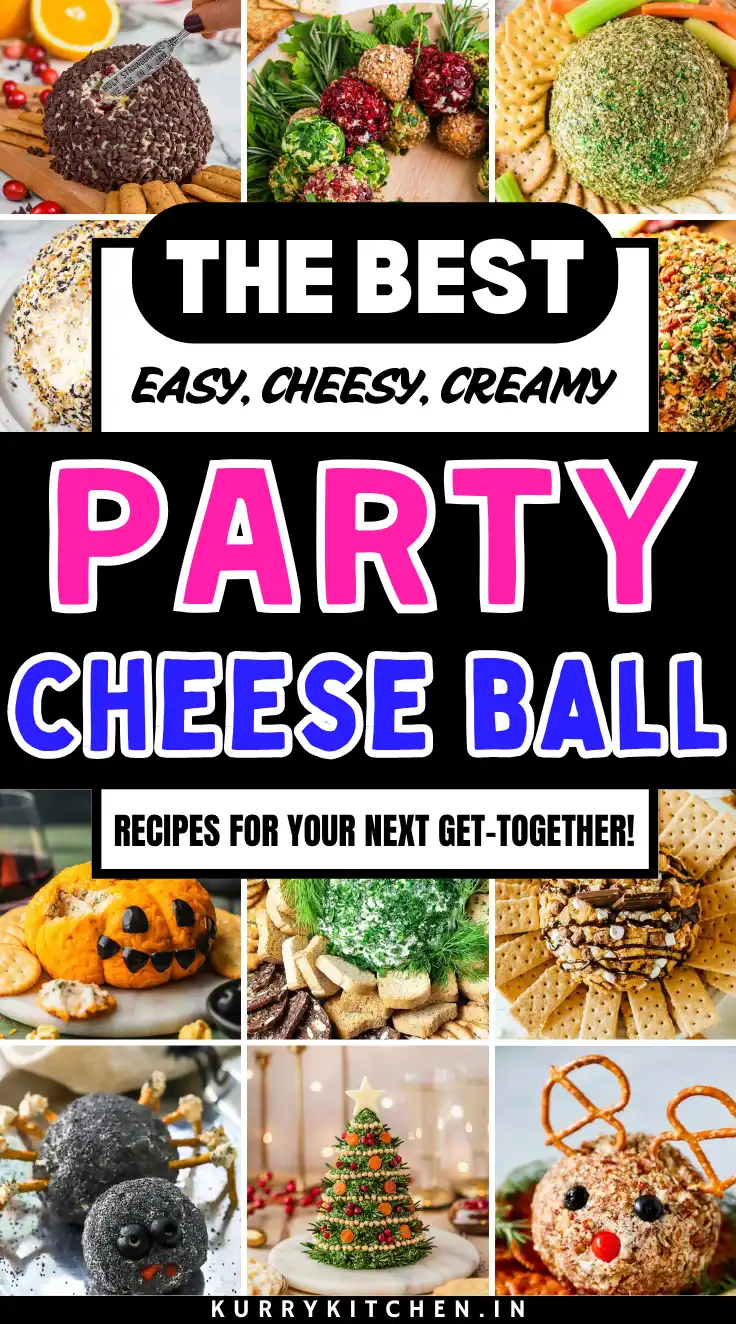 Save this image on pinterest to explore Party Cheese Ball Recipes later!
